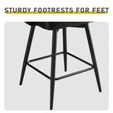 2 Pcs Black PU Swivel Bar Stools with Open Backrest & Metal Legs 03553805