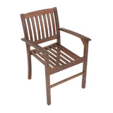 ZUN Acacia Wood Patio Dining Chair Set of 2, Solid Wood Indoor Outdoor Comfortable Seat Brown, Modern W2640P207939