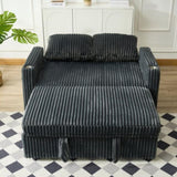 53-inch cushioned recliner sofa bed with USB charging function, pull-out sofa, fabric is corduroy W2564P335437