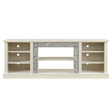 Large TV Desk Storage Rack with Faux Stacked Stone Surround,Media Console Table with Large Storage W1758P187682