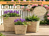 3-Piece Nested Rattan Planter Set, UV Resistant PP Wicker Plant Boxes with Removable Liner & 32949696