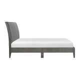 Modern Eastern King Platform Bed 1pc Velvet Upholstered Headboard Gray Finish Solid Wood Legs B011P231741