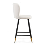 25.79'' modern style barstool, with white seats, black metal legs, and gold - tipped ends,suitable N780P228983W