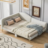 Full Size Upholstered Daybed with Headboard and Armrest, Support Legs, Beige WF318303AAM