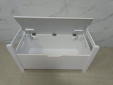 Kids Toy Box Chest, White Rubber Wood Toy Box for Boys Girls, Large Storage Cabinet with Cushion W808P166755