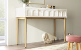 Modern metal leg double drawer dressing table, combining high-quality wood and metal, simple style, W2565P248233