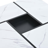 ZUN Modern 2-layer Coffee Table with Casters, Square Cocktail Table with Removable Tray, UV High-gloss 25921441