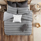 Cotton Jacquard Comforter Mini Set Grey/Black King/Cal King B035128808
