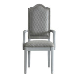 Two Tone Grey and Pearl Grey Upholstered Back Arm Chairs B062P185700