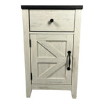 ZUN Farmhouse End Table Bedside Table with Charging Station,Night Stand with Barn Door and Drawer, W1412P230408