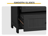 2-Drawer 2-Cabinet-Door Vertical-Grain MDF Painted Bathroom Cabinet 23.62*11.81*43.31in Black 10953563