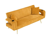 The straight-row white corduroy sofa with throw pillows, featuring a minimalist style, is suitable W1658P251985