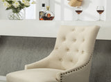 Tan Button Tufted Solid Wood Wingback Hostess Chairs with Nail Heads Set of 2 T2574P164608