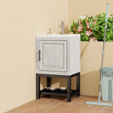 20" Small Bathroom Vanity with Sink & Hot and Cold Faucet, Freestanding Bathroom Cabinet with White W688P224408