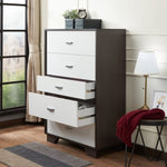 ZUN White and Espresso 5-Drawer Chest B062P209032