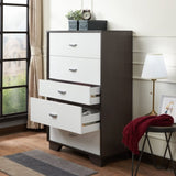 White and Espresso 5-Drawer Chest B062P209032