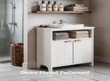 White Melamine Particleboard Bathroom Wall Cabinet 603060cm Grille 2 Door Storage Vanity Cabinet 65359643