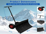 30" Wide Metal Snow Pusher with 15" Height & 2 Wheels,Adjustable Angle & Height Handle for 68039684