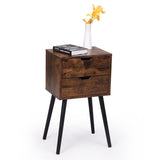 ightstand with 2 Drawers, Tables with Solid Wood Legs and Storage, End Table, Side Table, W2181P156142