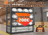 5-Tier Metal Storage Shelving, Industrial Utility Rack, Adjustable Height Bookcase for Living Room, 05405034