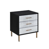 3 Drawers Particleboard Nightstand, Black, Silver and Gold B016P257162