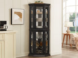 Lighted Corner Curio Cabinet - Glass Display Shelf with Tempered Glass Doors, Adjustable Shelving, W1758P300129
