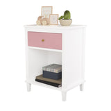 26.77''H Wooden Nightstand with One Drawer One Shelf for Kids, Adults, Pink 61855296