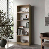 Dam Bookcase with Open Storage and 5 Shelves, Natural Oak and White B128P314793