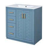 30'' Bathroom with Ceramic Sink Combo,Solid Wood Frame Bathroom Storage Cabinet, Freestanding N710P191970M