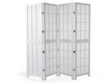 5.41ft White Painted 4-Panel Folding Screen Pine Wood & Non-Woven Fabric 29651562