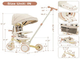 7 in 1 Baby Tricycle, Foldable Toddler Tricycle with Removable and Adjustable Parent Handle, Toddler N726P248345Y