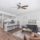 52-Inch Premium Cement Gray Ceiling Fan With Light,E26 Bulb Included,Remote Control,DC Motor,5 W934P359531