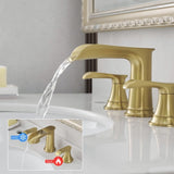 Bathroom Faucets for Sink 3 Hole Nickel Gold 8 inch Widespread Bathroom Sink Faucet with Pop Up W1932P182995