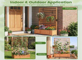 Fir Wood Raised Garden Bed with Trellis, 91.4435.56149.86 cm Orange Planter Box with Drainage 21740259