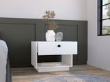 Single Drawer Nightstand 19"H with Open Storage Shelf, White B097133073