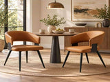 Modern Kitchen Dining Chair Set , brown faux leather soft cushion, curved wrap-around W5815P583490