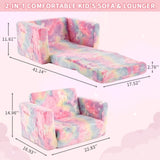 Glow-in-the-Dark Kids Foldable Sofa Bed All-Sponge Single Chaise Lounge Pink Unicorn Flannel 83281048