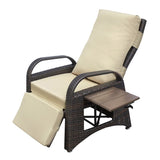 ZUN Outdoor Recliner Chair,PE Wicker Adjustable Reclining Lounge Chair and Removable Soft Cushion, with W1889137603