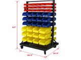 90 Parts Bin Shelving Storage Organizer with Locking Wheels for Shop Garage and Home 65143100