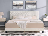 Findlay Plush 3D Upholstered Platform Bed in White Dove,Queen T2574P241782