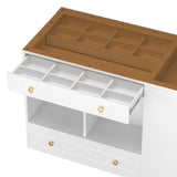 Closet Island with 6 Drawers, Wardrobe Armoire Bedroom Island with Glass Display Top and Open 07777254