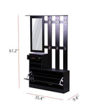 ZUN Three In One Combination Model Gate Cabinet with Shoe cabinet+Hang shelf+ Mirror,Black W2139P160501