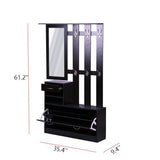 ZUN Three In One Combination Model Gate Cabinet with Shoe cabinet+Hang shelf+ Mirror,Black W2139P160501