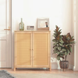Mid-Century Modern Storage Cabinet with Woven Rattan Doors & Adjustable Shelves - Perfect for Living W3151P288911