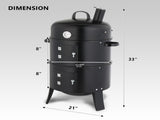 43 x 52 x 85 cm Black Cylindrical Smoker with Chimney Powder-Coated Iron 63817602
