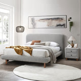 Grey Boucle 2-Drawer Upholstered Nightstand B062P209004