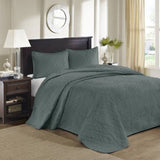 3 Piece Reversible Bedspread Set Balsam Green King B035P266674