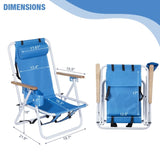 ZUN Folding Beach Chair Set of 2 for Adults, 4 Position Portable Backpack Foldable Camping Chair with 58135440