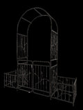Metal Garden Arch with Gate 79.5'' Wide x 86.6'' High Climbing Plants Support Rose Arch Outdoor W158681132