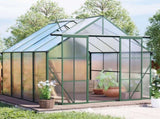 8x8 FT Double Door Polycarbonate Greenhouse Raised Base and Anchor Aluminum Heavy Duty Walk-in 00337942